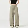 Pantalones deportivos de chándal versátiles de moda para mujer, talla grande, estilo americano de otoño, pantalones grises de pierna ancha, pantalones casuales fluidos para jóvenes, modernos