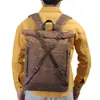 Bolsa de Lona Impermeable con Cera de Aceite Estilo Nuevo Retro Mochila de Cuero Crazy Horse para Viajes al Aire Libre Estilo Europeo y Americano Mochila para Computadora