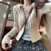 Suéter Cardigan com Zíper e Capuz em Tricô Torcido Estilo Coreano para Mulheres, Novo Estilo Outono e Inverno, Estilo Suave, Top Cardigan de Tricô Emagrecedor
