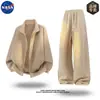 Conjunto de Sudadera Cardigan de Lujo de Alta Gama Co-Branded de la NASA para Hombre, Conjunto de Dos Piezas Informal de Moda de Alta Calidad