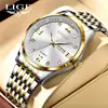 Reloj de Hombre Lige/Lige Business Esfera Grande Simple Resistente al Agua Luminoso Doble Calendario Correa de Acero Reloj de Cuarzo