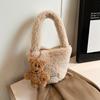 Comércio exterior outono e inverno mão carregando bolsa de balde de pelúcia Mulheres 2024 Nova Moda Crossbody Mao Mao Bolsa Bolsa de ombro de alta qualidade