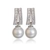Estilo coreano elegante estilo francês 925 prata Pin Stud brincos AAA zircon incrustado brincos clipe de orelha de alta qualidade pérola gota moda brincos stud