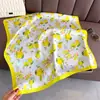 Pañuelo de Seda con Estampado de Limón Refrescante de Verano, Chal de Alta Gama, Bufanda para el Cuello con Protección Solar, Pañuelo para la Cabeza, Bufanda para Mujer