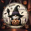 Venda Quente Transfronteiriça Artesanato Criativo de Madeira Pendurado Logo Redondo Halloween Horror Esqueleto Número de Porta de Madeira Abóbora