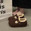 Zapatos Birkenstock Mujer Invierno 2026 Nuevo Estilo Felpa Gruesa Caliente Zapatos de Piel Aumentan Altura Interior Versátiles Antideslizantes Botas de Nieve