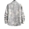 Marca de Moda Primavera e Outono Camisa Masculina de Manga Longa Estampada com Bolso Lapela Solta Casual Top Roupas Jaqueta Camisa de Estudante