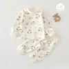 Roupas de Bebê Shu Rong Algodão Estilo Primavera e Outono Bebê Cintura Alta Proteção da Barriga Pijama Outono e Inverno Camada Base Roupas Quentes Conjunto de Duas Peças