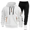 Conjunto de Suéter Esportivo Outono e Inverno Transfronteiriço 2024 Masculino com Múltiplos Bolsos e Zíper Moletom Conjunto de Suéter para Esportes Placa Leve