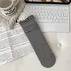 Novas meias de outono estilo ballet para mulheres, com acabamento em renda, um design moderno e versátil, construção sem costura, listras verticais e comprimento até a panturrilha, na cor cinza