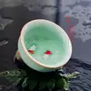 Leia sharp celadon hairtail casa mestre xícara de chá grande capacidade carpa peixe dourado xícara de chá lembrança de viagem pequeno presente