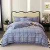Juego de Cuatro Piezas de Algodón Grueso de Alta Gama, Sábana de Cama Cepillada de Algodón Puro de 60 Hilos, Funda de Edredón, Juego de Ropa de Cama de Tres Piezas para Otoño e Invierno