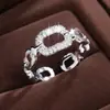 Anillo de Zirconia con Diseño de Cadena de Alta Gama para Mujer con Apertura Ajustable