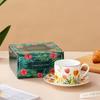 Estilo retro pintado à mão Tulipa flor de cerejeira leite café caneca de cerâmica copo de chá bonito feminino Milk Cup