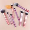 Conjunto de Pincéis de Maquiagem Portátil Arco-Íris de Novo Modelo Transfronteiriço com 8 Peças Feito em Henan, Incluindo Pincéis para Pó Solto, Blush e Sombras