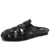 Mules Douradas Estilo Francês para Mulheres, Novas Sandálias Romanas Versáteis Planas Vazadas Fechadas Slip-On Y229-2
