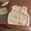 Colete Bebê Cor Sólida Forrado com Fleece Outono Inverno Novo Colete para Meninos Roupa de Bebê e Criança Camada Interna Colete Quente Sem Mangas