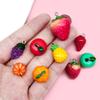 Colgante de Fruta Estéreo Artificial de Resina DIY Fresa Pequeña Naranja Manzana Llavero Pulsera Accesorios de Joyería