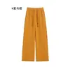 Outono 2026 Nova Cor Sólida Cintura Elástica Perna Reta Casual Calça de Perna Larga Feminina Simples Clássica Versátil Casual Calça de Perna Larga