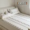 Capa de Cama de Algodão Lavada à Areia Estilo Francês Conjunto de Três Peças, Capa de Cama Tatami, Capa de Colcha Conjunto de Quatro Peças, Quatro Estações