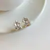 Brincos Flor de Diamante com Concha Agulha de Prata Brincos Elegantes de Alta Qualidade Design de Nicho Ins Coreano Brincos Atacado