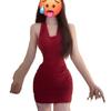 Diseño de Cadena Halter de Chica Caliente Vestido de Tirantes sin Espalda de Verano para Mujer Ajustado Ceñido a las Caderas Falda Larga de Cola de Pez