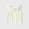Camisola de Verano para Niñas, Delgada, Color Sólido, sin Mangas, Dulce, Simple, con Cuello de Volantes, Ropa para Bebés Niñas