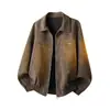 Nueva Chaqueta de Cuero con Solapa de Piloto de Motocicleta Estilo Americano Otoño e Invierno Transfronteriza Moda Casual Juvenil para Hombre Ropa de Abrigo