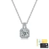 Colar com Pingente Quadrado de Moissanita em Prata de Lei S925 para Mulheres, Versátil, Simples, Casual, Fashion, Luxo Leve, Corrente para Clavícula Cravejada