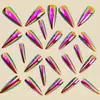 Estilo Europeu e Americano Moderno Unhas Longas em Formato de Amêndoa Adesivos para Unhas Galvanizados, Removíveis, Conjunto com 24 Peças