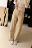 Calça Jeans Relaxada de Perna Reta Outono~Vintage Francês de Cintura Alta Emagrecedora Solta Elástica Perna Reta para Mulheres H081908