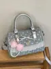 Bolsa Boston fofa estilo coreano com laço, bolsa de mão de bolinhas de nicho, moderna e na moda, bolsa de ombro fresca e doce
