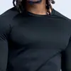 Camisa base masculina para esportes, corrida, treino, basquete, de manga longa, justa, transfronteiriça, secagem rápida, respirável, vestuário fitness masculino