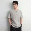 Camiseta Henley de Verano Fina para Hombre con Cuello Henley de Manga Corta, Estilo Retro, Holgada, Casual, Transpirable, Ropa Diaria para el Trabajo, Versátil