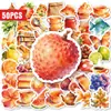Compra direta transfronteiriça de 50 adesivos decorativos estilo aquarela com frutas, animais e plantas, à prova d'água para cadernos e diários