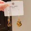 Pendientes Redondos Geométricos con Cuentas de Piedra Ojo de Tigre y Aguja de Plata Estilo Retro Francés de Nicho de Gama Alta Pendientes de Moda Maillard para Mujer