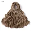 Bufanda Larga de Comercio Exterior Retro Color Puro Rayón Arrugado Borde de Bambú y Algodón Otoño e Invierno Rayas Finas Plisadas Simples Transpirable para Mujer