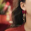 Brincos de Sino de Natal, Brincos com Design de Laço Vermelho, Presilhas de Orelha com Atmosfera Festiva, Brincos Sem Furo