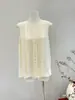 Camisa Sem Manga de Seda para Mulheres 2025 Primavera e Verão Nova Cor Pura para o Trabalho Renda Crepe Fantasma 100% Seda de Amora Top