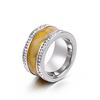 Anillo de moda de acero de titanio europeo y americano con atmósfera exagerada para hombres y mujeres, concha de plástico, anillo de acero inoxidable con diamantes