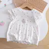 Conjunto de Ropa de Verano para Bebé Niña 2026 Algodón Manga Corta Pantalones Cortos Conjunto de Dos Piezas Estilo Coreano Dulce Mangas Volantes Estampado de Estrellas Moda Ropa Infantil