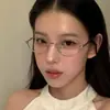 Armazones Ovalados para Gafas de Prescripción Estilo Coreano Altamente Elegantes, Se Pueden Personalizar con Lentes Graduados, Lentes Geniales con Montura Dorada, Gafas Ultra Ligeras Anti-Luz Azul Sin Graduación