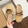 Chinelos Meio-Calçado Baotou Feminino Verão Outono Uso Externo 2026 Novo Estilo Sapatos Meio-Calçado de Encaixar com Fundo Plano Sapatos Individuais Sandálias com Solado Macio Estilo Francês