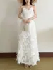 Vestido preto de alça com decote V para férias na praia, elegante e luxuoso, afina a silhueta, adequado para reuniões sociais, vestido longo elegante