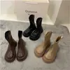 Botines tipo Martin de Punta Redonda para Mujer, Tendencia Otoño e Invierno 2025, Color Caqui Té con Leche, Diseño Francés de Nicho, Botines Cortos