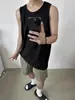 2026 Verão Novo Estilo Preguiçoso Casual Solto Canelado Sem Mangas Camiseta Regata Masculina Cor Sólida Colete Roupa Íntima