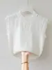 Camiseta Básica Feminina Branca Sem Mangas com Novo Estilo 2024, Combinada com um Blazer Pequeno, Suéter Colete Tricotado Top Feminino