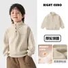 Sudadera con media cremallera para niño estilo europeo de invierno con forro de terciopelo, nuevo estilo para ropa de niños talla mediana y grande, ropa para bebés, ropa de invierno