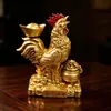 Adorno de Gallo Dorado Atractor de Riqueza con Yuanbao Giratorio para Decoración del Hogar y la Tienda, Adorno Artesanal de Gallo de Buena Suerte y Prosperidad