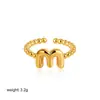 Europa y Estados Unidos transfronterizo anillo de oro de 18 quilates 26 letras inglesas anillo de apertura ajustable con cuentas de burbuja suministro de comercio exterior